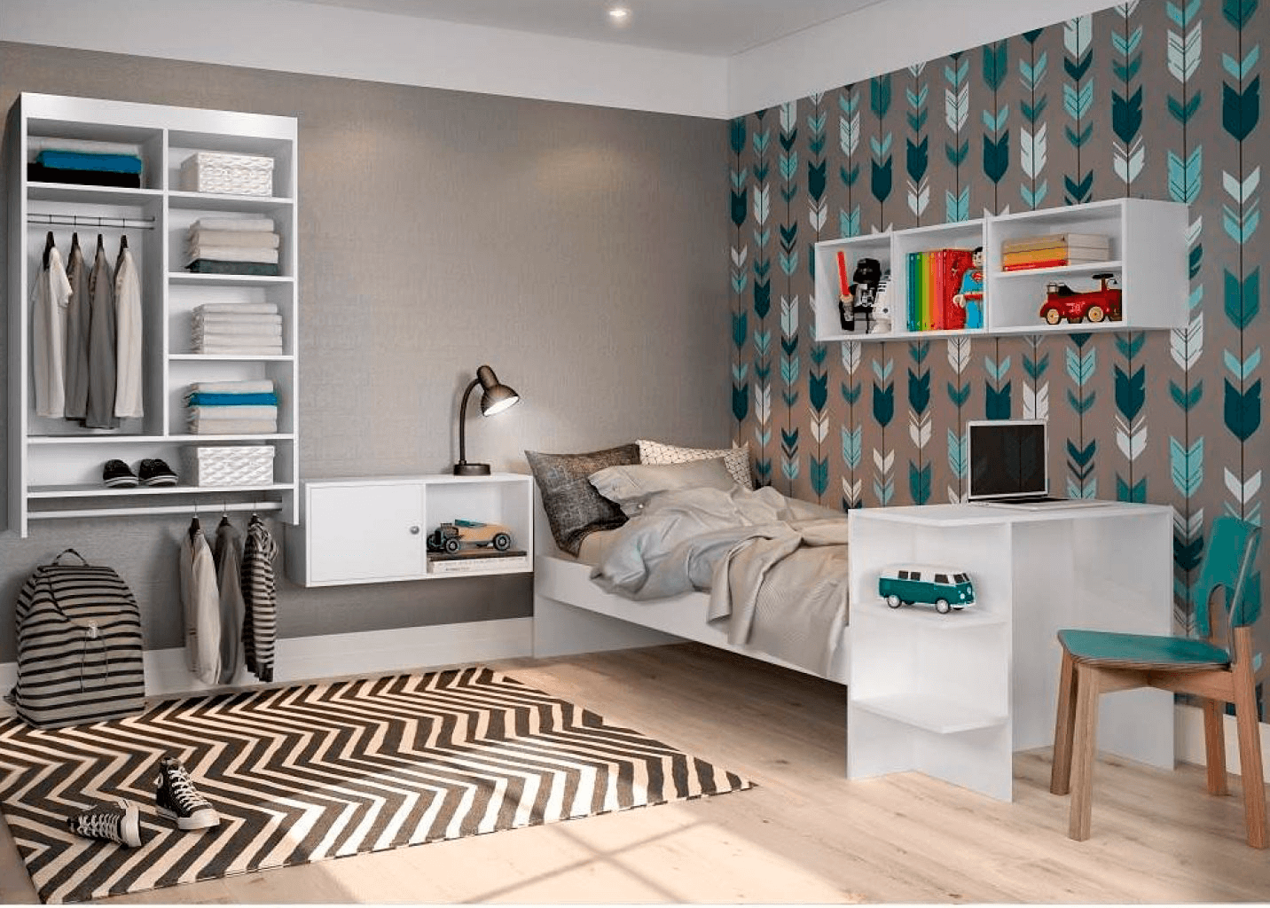 quarto de solteiro moderno