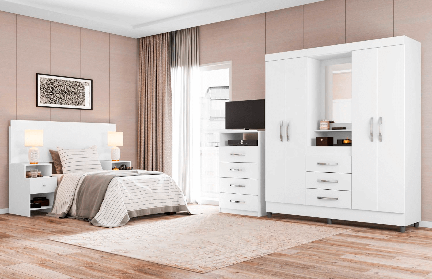 quarto de solteiro clean