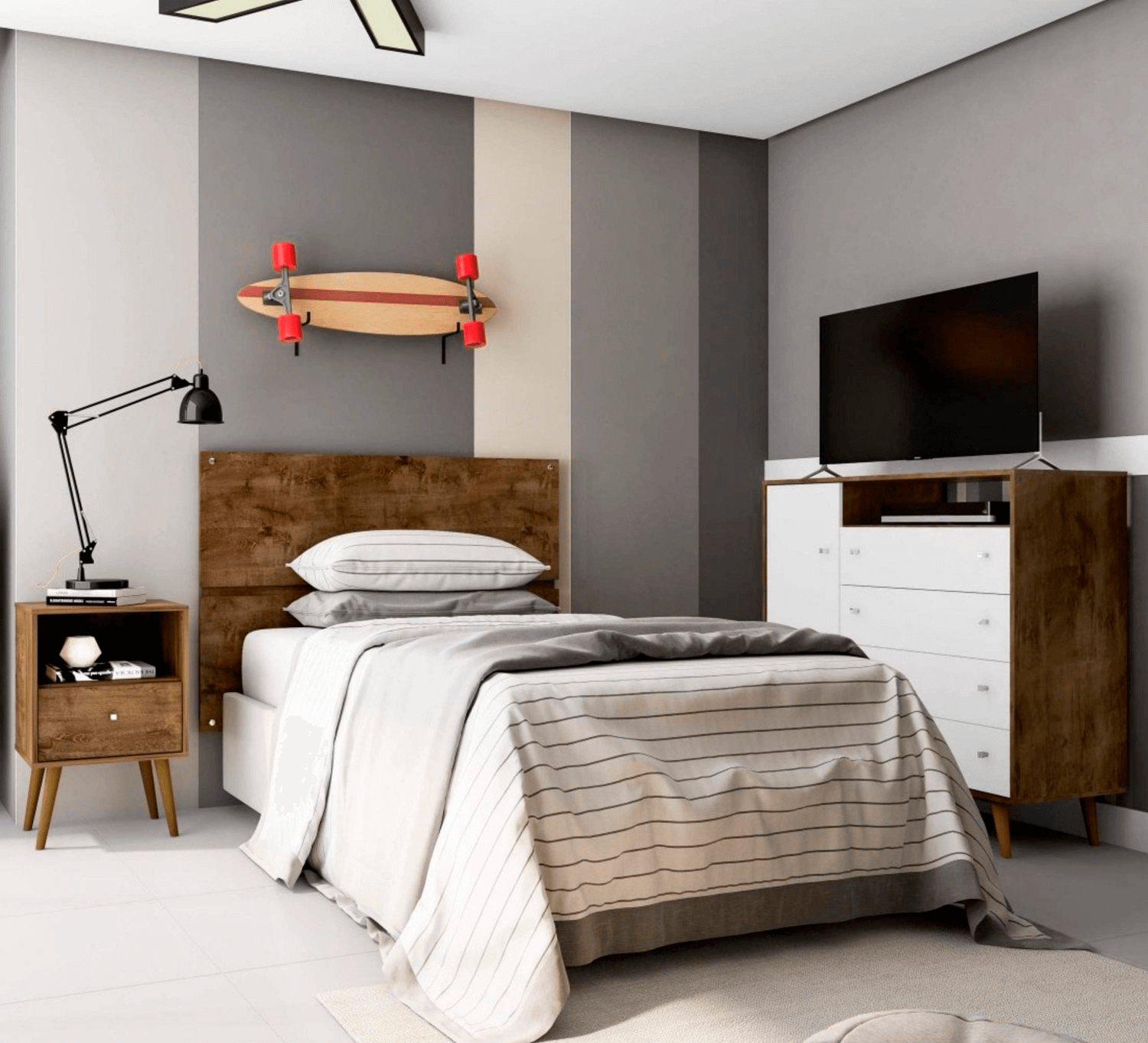 quarto de solteiro retrô